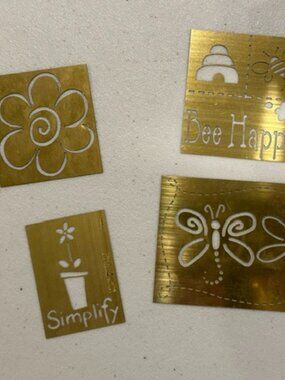 Lot of Four (4) Lasting Impressions Embossing Stencils-Flower, Bee, Butterfly